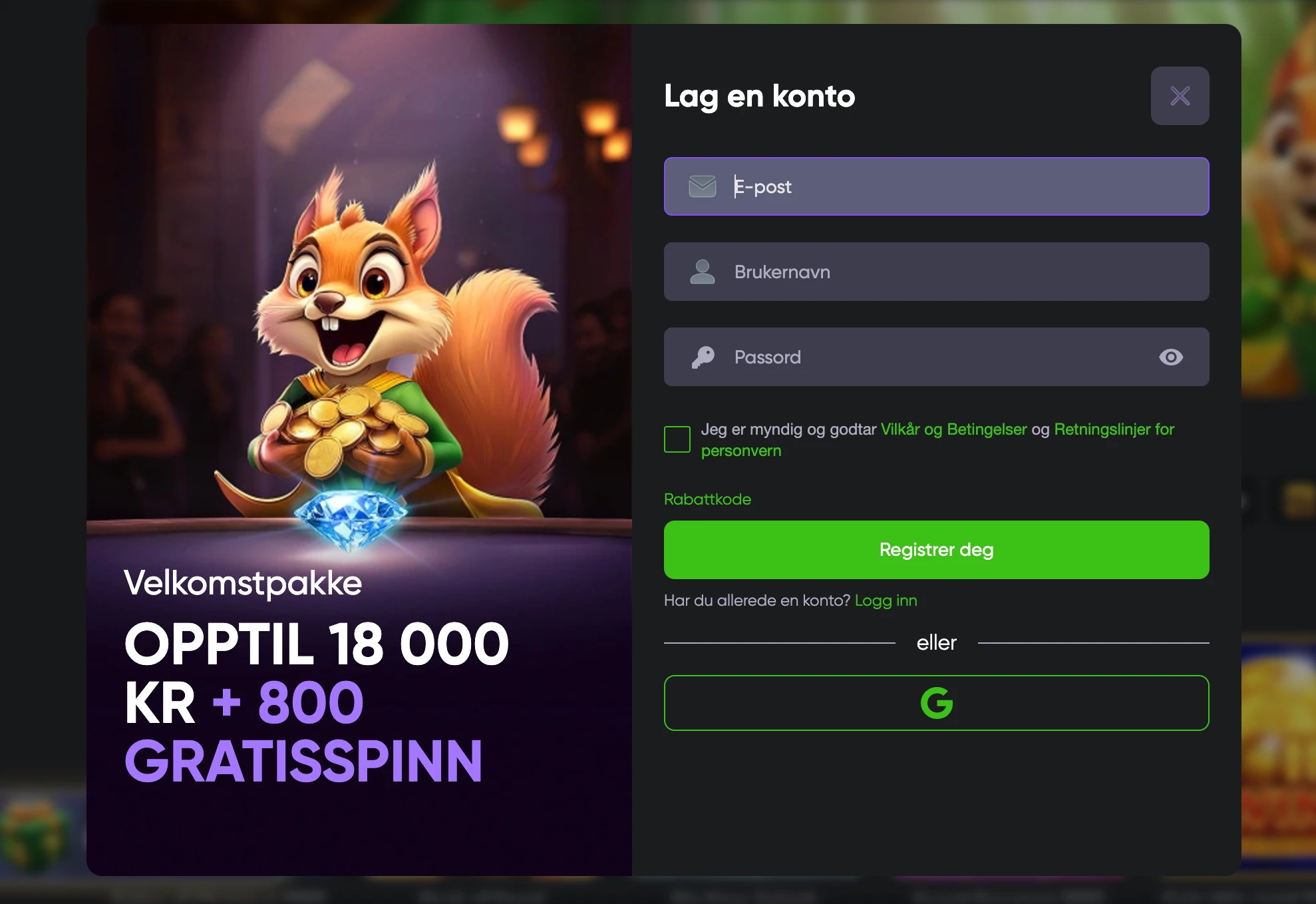 Spinline Casino registrering